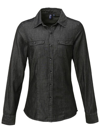 P-PR322-Womens Jeans Stitch Denim Shirt
